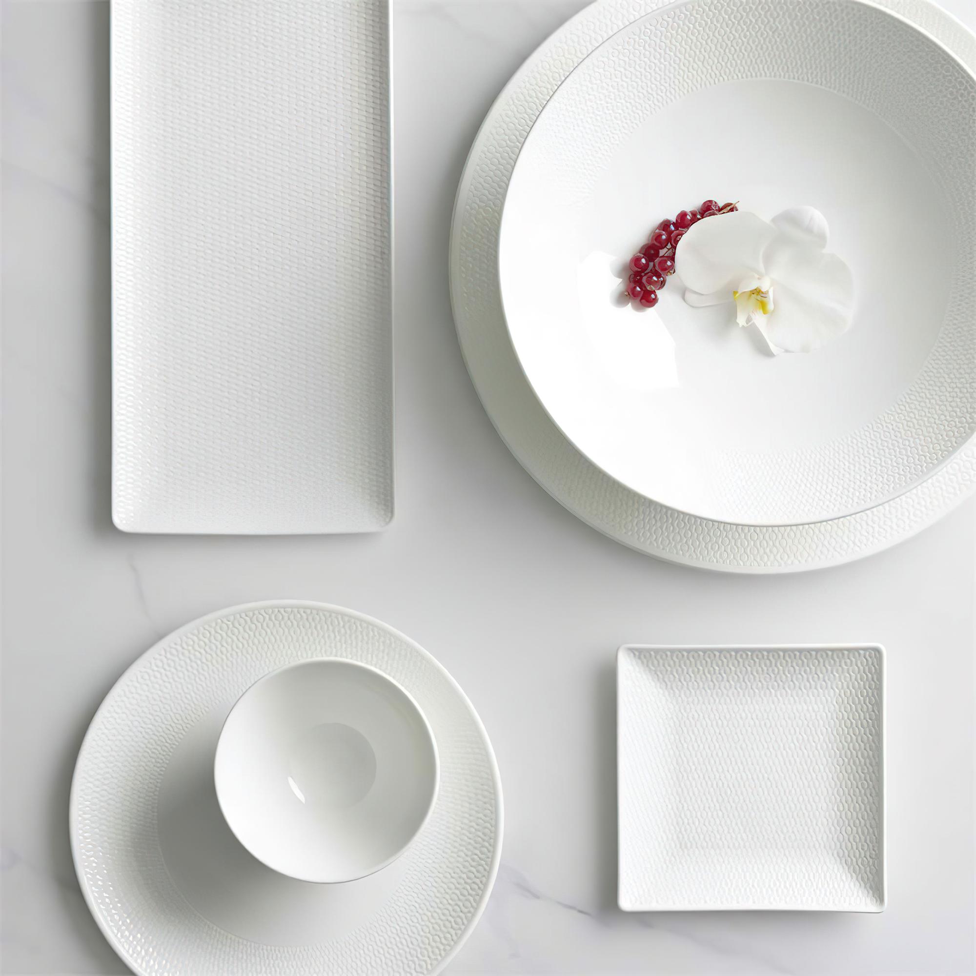 Arrangement of tasting plates on table